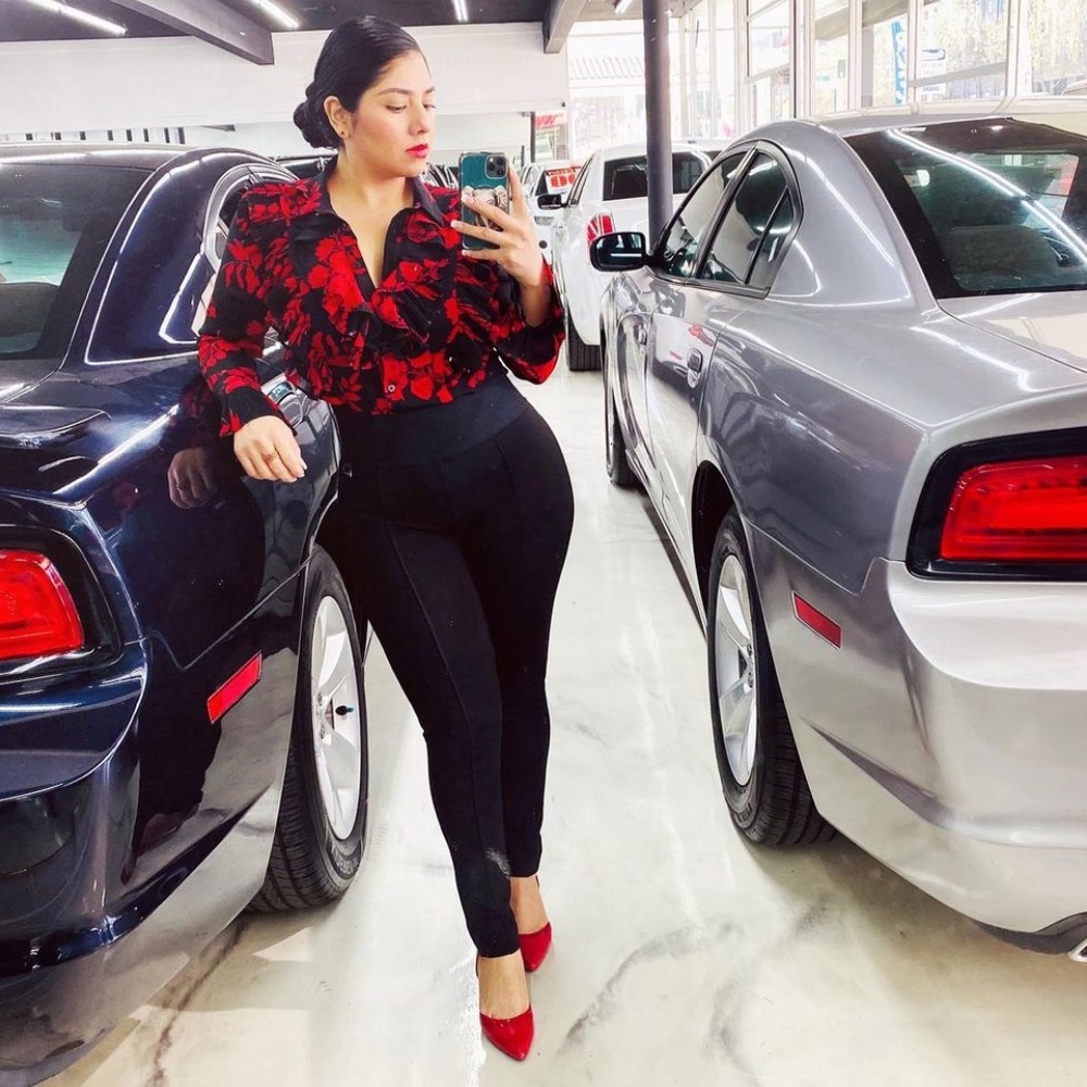 Fashion Nova, Red and Black ruffle detail blouse